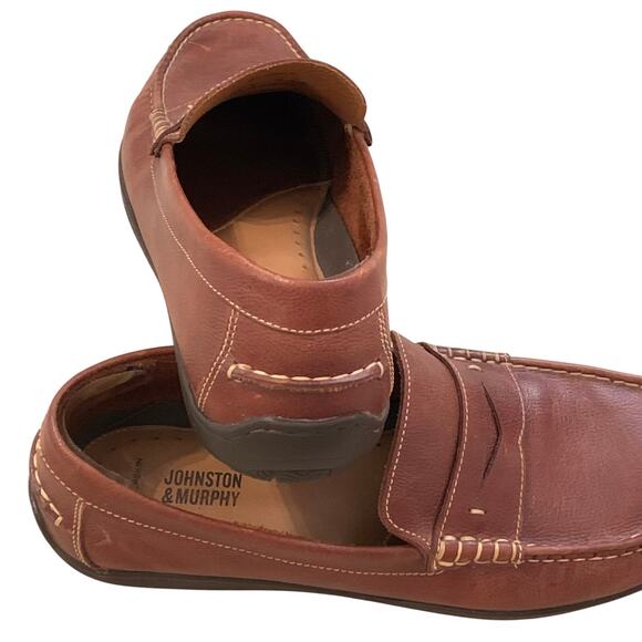 Johnston & Murphy Mens Shoes Size 11 Brown Leather Penny Loafers Classic Casual - Picture 2 of 14
